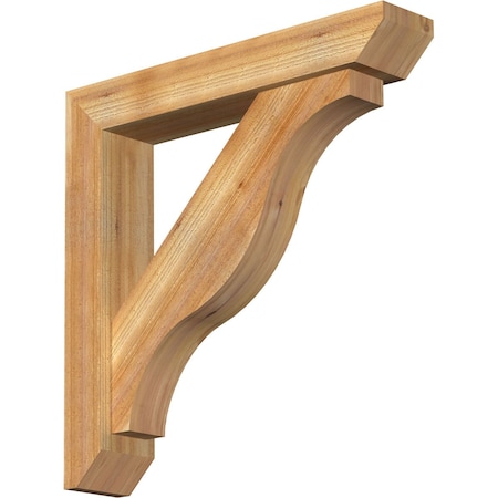 Ekena Millwork Funston Slat Rough Sawn Bracket w/ Offset Brace, Western Red Cedar, 6"W x 32"D x 32"H BKT0604X32X32FST06RWR